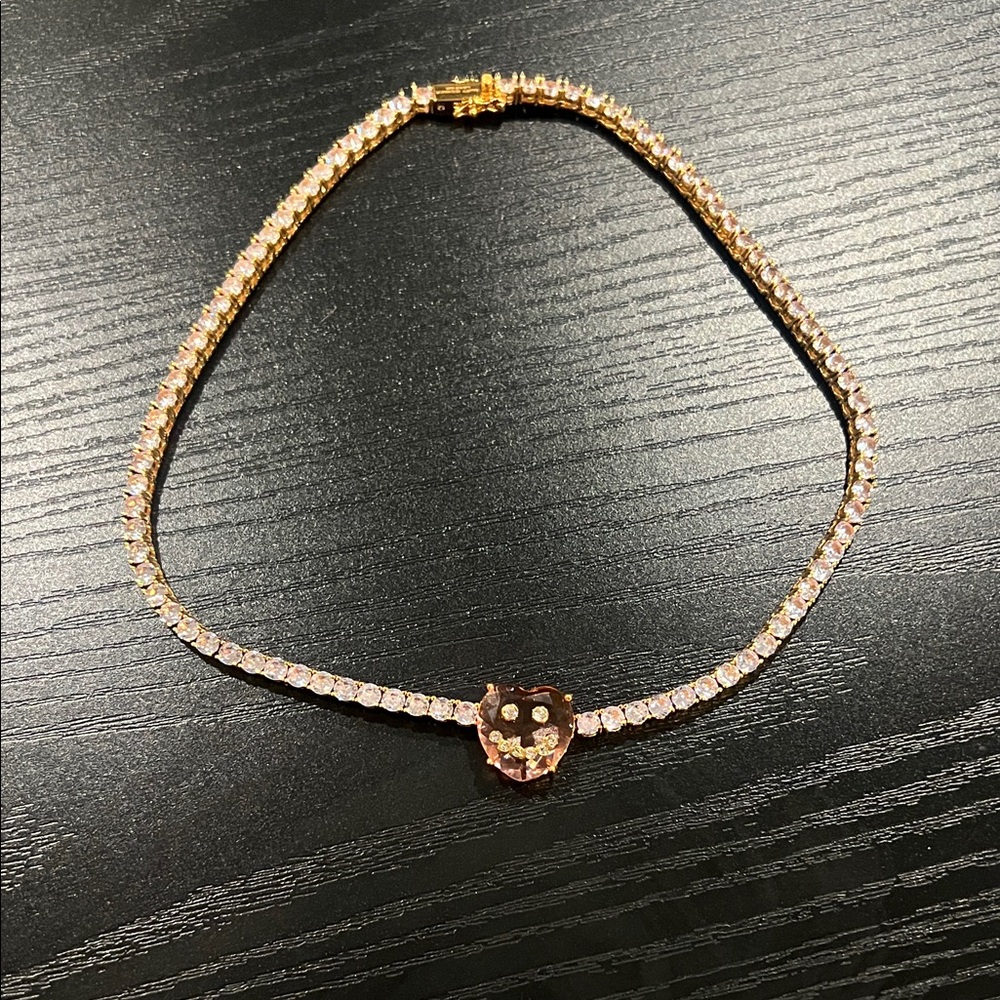 Kurt Geiger Gold Necklace with Pink Accents